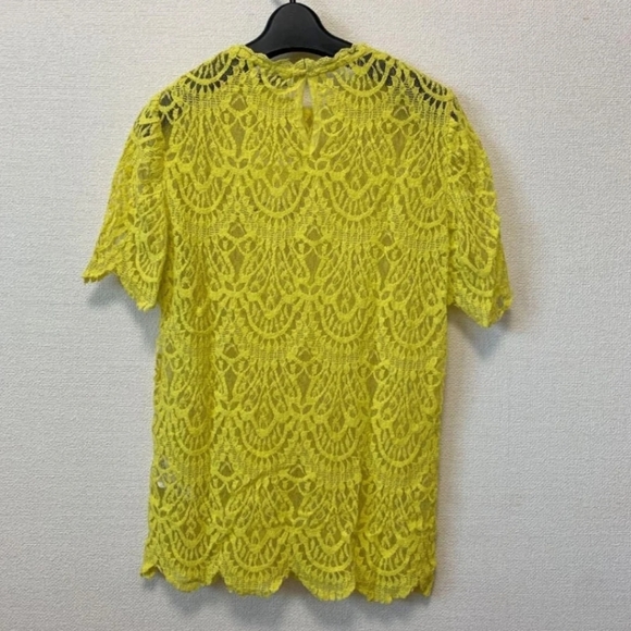Zara Woman Lace Yellow Top Blouse Size Small - Picture 3 of 5